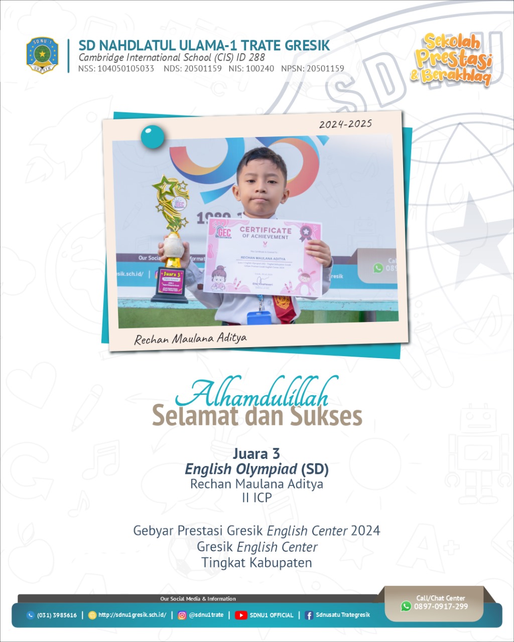 sdnu1trate_kak-RechanMaulanaAditya-juara3-EnglishOlympiadSD-GebyarPrestasiGresikEnglishCenter-2024-tingkat-kabupaten-Gresik
