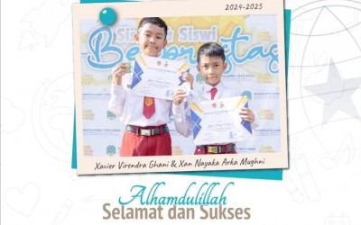 Kak Xavier Virendra Ghani, 3 U-2 dan Kak Xan Nayaka Arka Mughni, 1 U-1, Juara 2 Beregu, pada Lomba Catur