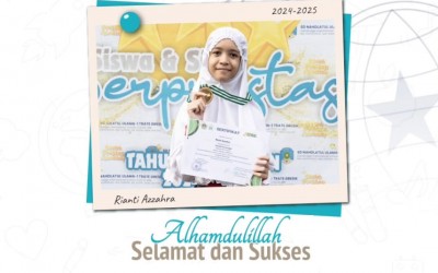 Rianti Azzahra kelas VI ICP meraih Medali Tingkat Nasional pada kejuaraan J-ISMAC 5, SMP plus Jauharul Maknuun, Islamic Boarding School.