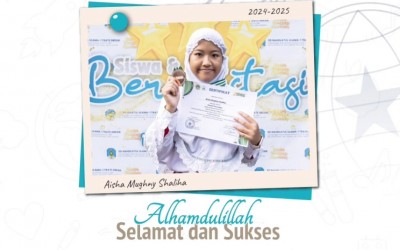 Aisha Mughny Shaliha kelas VI ICP meraih Medali Tingkat Nasional pada kejuaraan J-ISMAC 5, SMP plus Jauharul Maknuun, Islamic Boarding School.